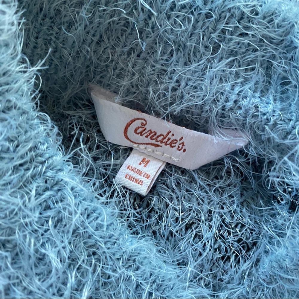 CANDIES Women’s Blue Cheetah Print Sweater Size M - Picture 2 of 4
